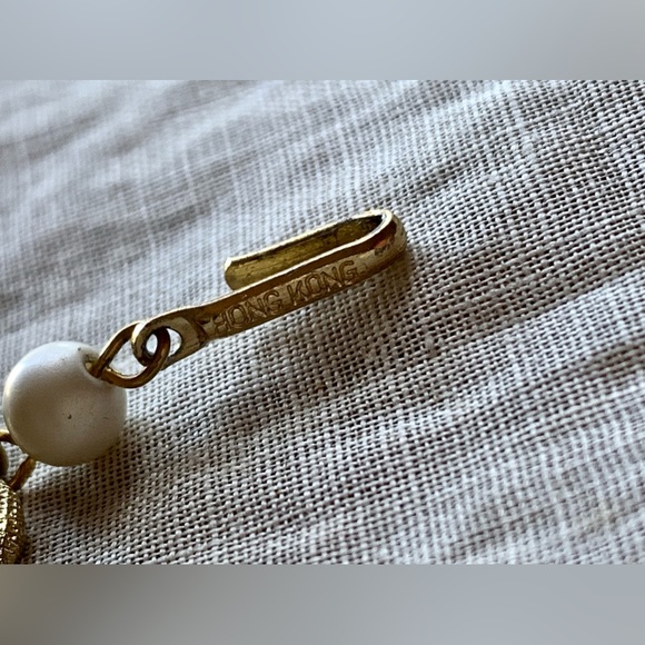 Vintage Hong Kong 5 Strand Faux Pearl & Marbled Yellow Tan Woman’s Necklace - Picture 7 of 9